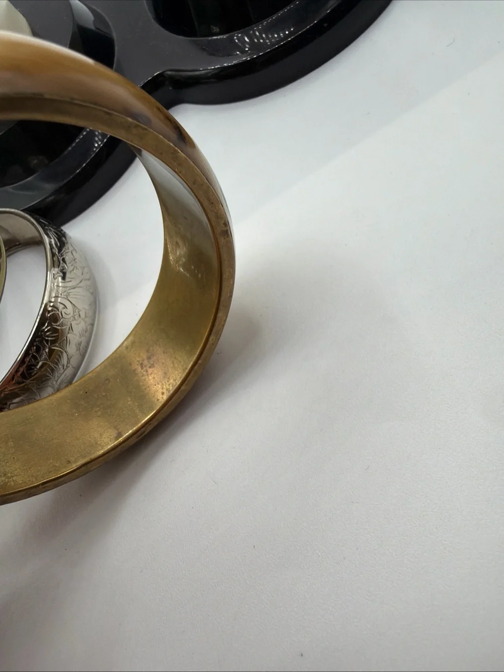Vintage Chunky Brass, Enamel, Mother Of Pearl 9 Bangle Bracelet Jewelry Lot
